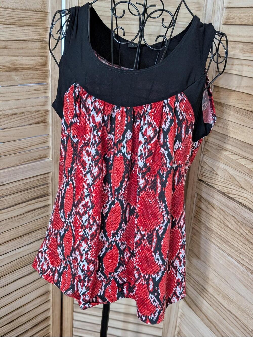 JM‎ Fleurette Animal Print Tank Top M Red And Black